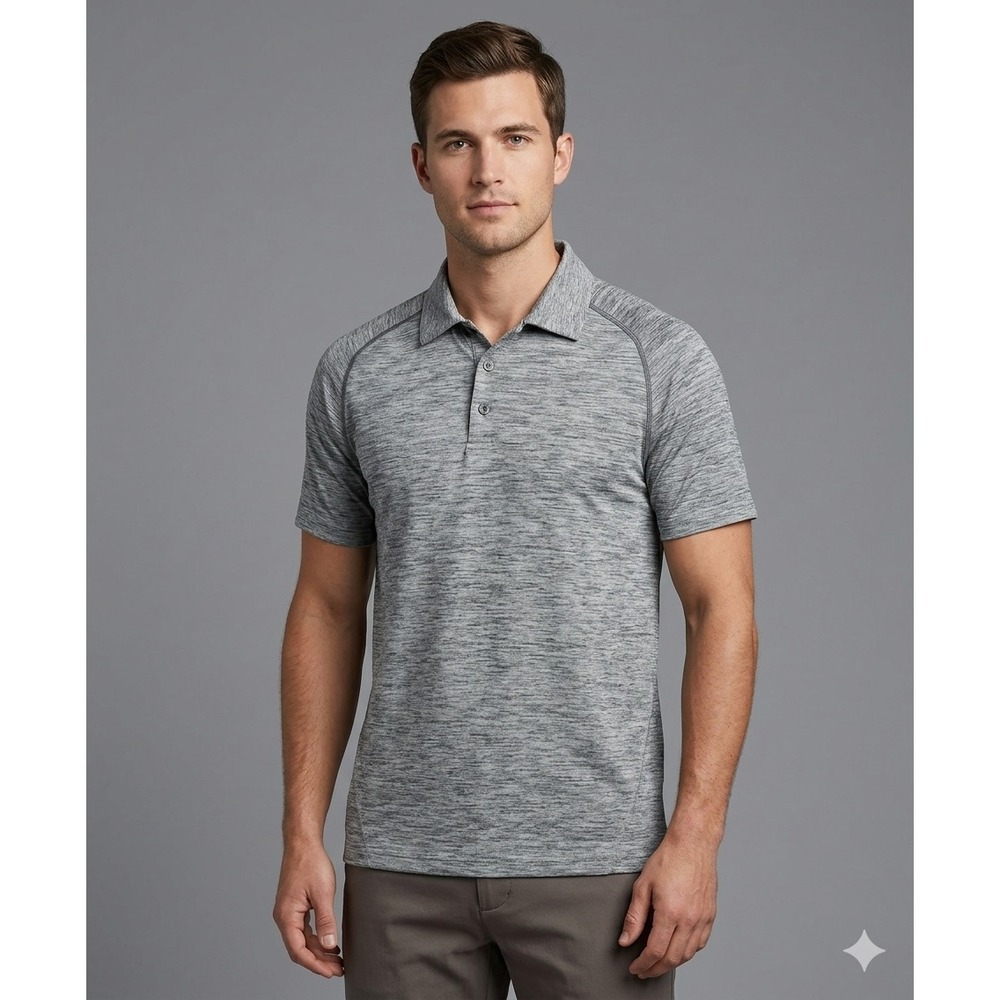 Lululemon Polo Shirt Men's Gray Short Sleeve Collared Breathable Polyester